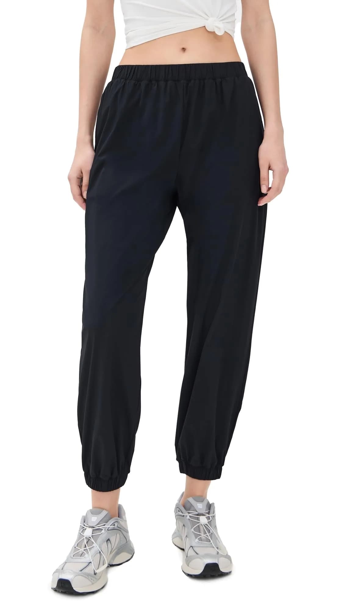 Splits59 Megan Woven Nylon Joggers Black | Lightweight, Breathable & Moisture-Wicking Active Pants