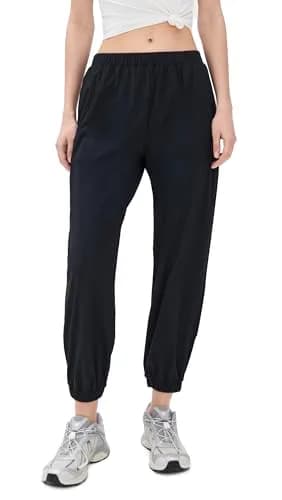 Splits59 Megan Woven Nylon Joggers Black | Lightweight, Breathable & Moisture-Wicking Active Pants thumbnail 1