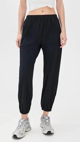 Splits59 Megan Woven Nylon Joggers Black | Lightweight, Breathable & Moisture-Wicking Active Pants thumbnail 2