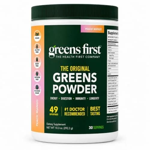 Greens First Original Greens Powder Peach Mango 10.3oz | Trusted Daily Nutrition thumbnail 1