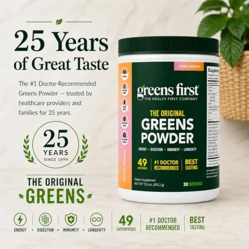 Greens First Original Greens Powder Peach Mango 10.3oz | Trusted Daily Nutrition thumbnail 6