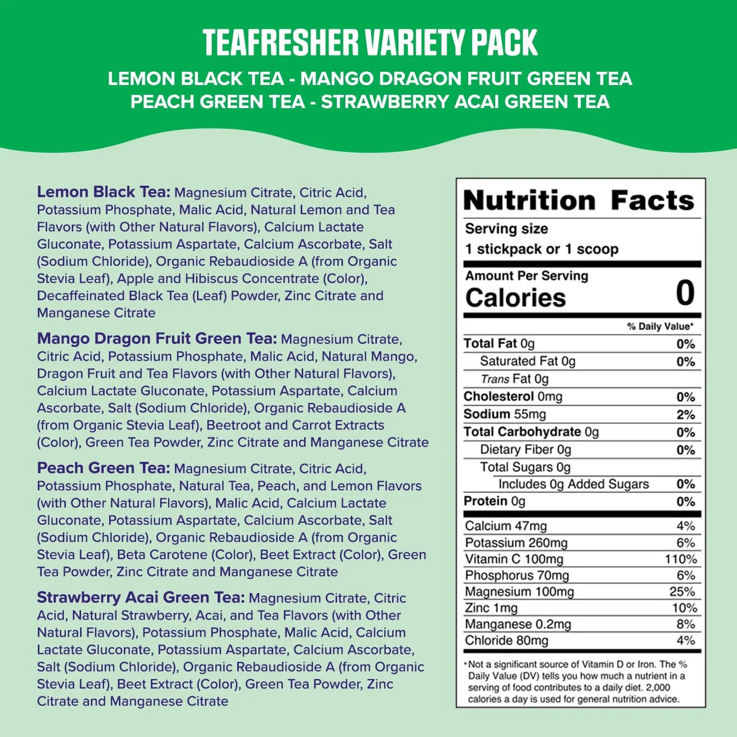 Ultima Replenisher Electrolyte Powder & Instant Tea Drink Mix, TeaFresher Variety, 16 Stickpacks | Sugar Free Hydration with Fruit & Tea Fusions thumbnail 3