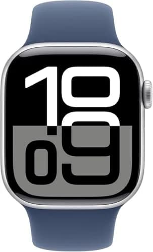 Apple Watch Series 10 [GPS, 42mm] Silver Aluminum Case with Denim Sport Band, M/L (Renewed) | 1.65 inches (42mm) AMOLED Display thumbnail 4