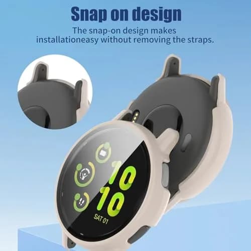 Kimiyaki Full Coverage Case with Tempered Glass for Garmin vivoactive 5 | Beige thumbnail 6