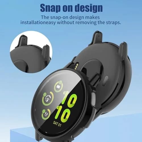 Kimiyaki Black Full Coverage Screen Protector Case for Garmin vivoactive 5 with Tempered Glass Film | 1 Pack thumbnail 6