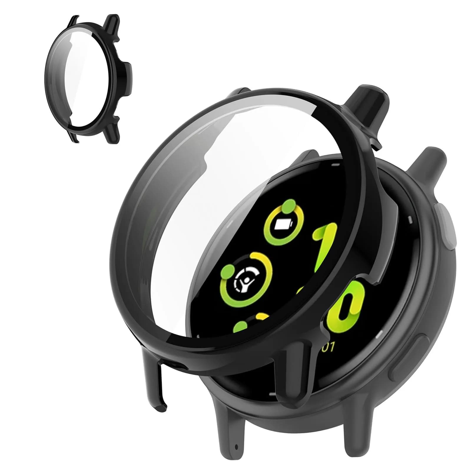 Kimiyaki Black Full Coverage Screen Protector Case for Garmin vivoactive 5 with Tempered Glass Film | 1 Pack — Black