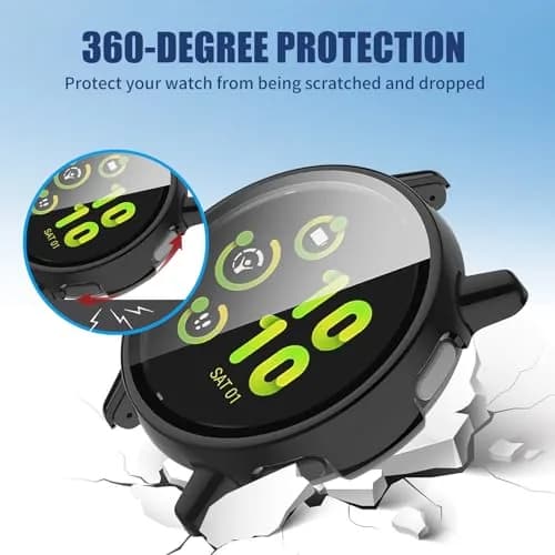 Kimiyaki Black Full Coverage Screen Protector Case for Garmin vivoactive 5 with Tempered Glass Film | 1 Pack thumbnail 4