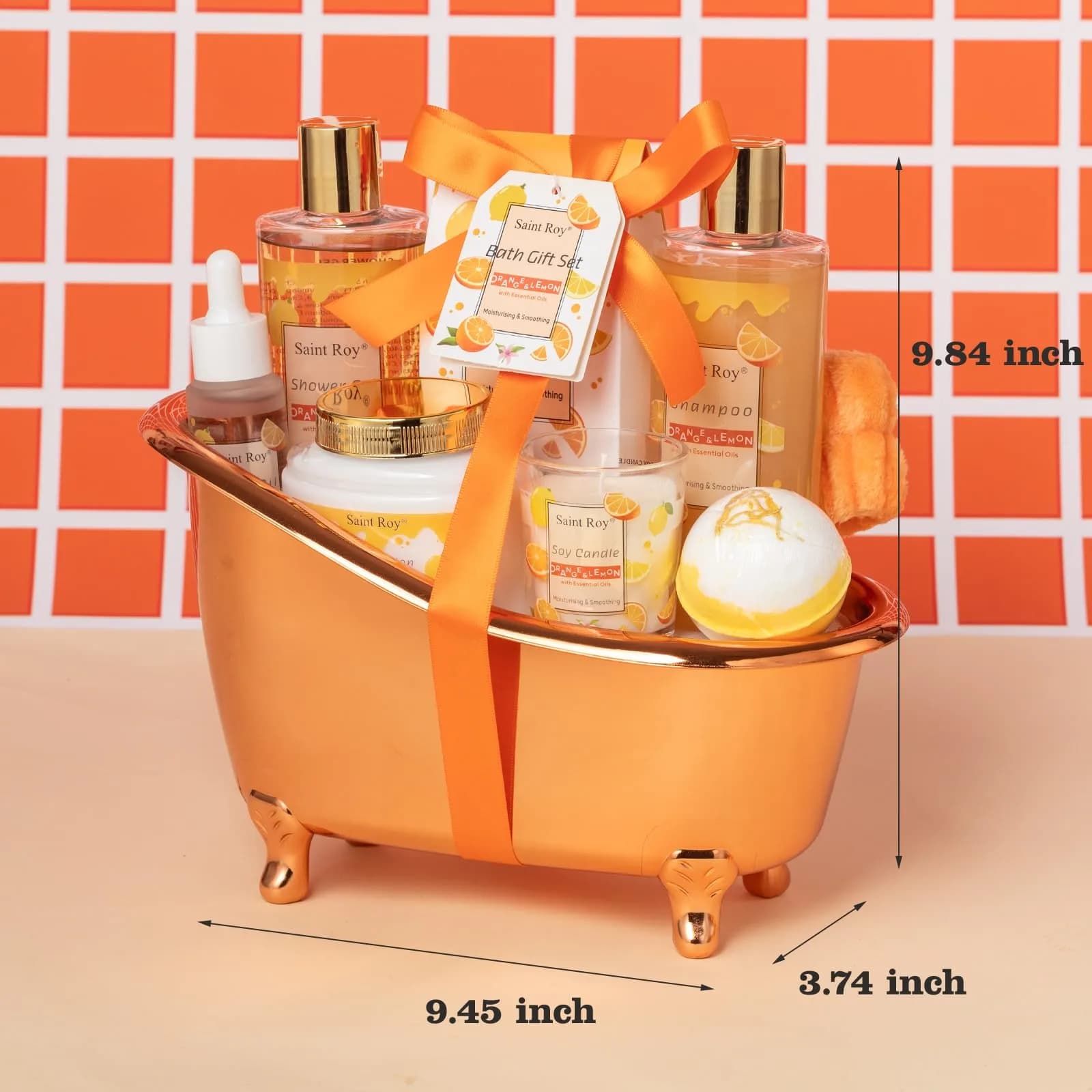 Saint Roy Orange Spa Gift Set for Women | 11-Piece Bath & Body Care Set with Reusable Bathtub - view 7