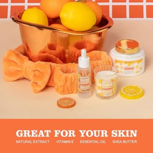 Saint Roy Orange Spa Gift Set for Women | 11-Piece Bath & Body Care Set with Reusable Bathtub thumbnail 3