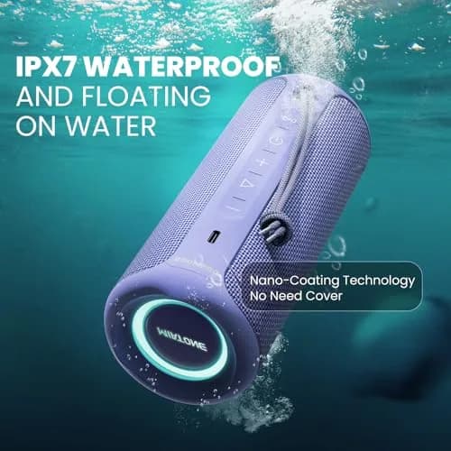 MIATONE Boompro Bluetooth Speaker 36W Stereo Sound, 7.4"H x 3.07"D x 3.07"W | Purple, IPX7 Waterproof thumbnail 6