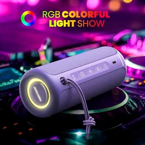 MIATONE Boompro Bluetooth Speaker 36W Stereo Sound, 7.4"H x 3.07"D x 3.07"W | Purple, IPX7 Waterproof thumbnail 7