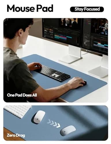 YSAGi Leather Desk Pad Protector 119cm x 43cm (47" x 17") | Protects Desks, Doubles as Large Mouse Pad thumbnail 4