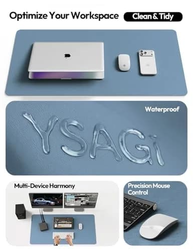 YSAGi Leather Desk Pad Protector 119cm x 43cm (47" x 17") | Protects Desks, Doubles as Large Mouse Pad thumbnail 8
