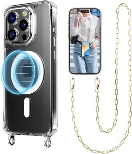 UnnFiko Crossbody Phone Lanyard for iPhone 16 Pro Max | Shockproof Magnetic Case with Strap thumbnail 1