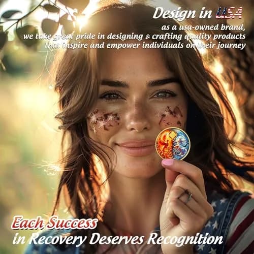 IELCJJ Phoenix Fairy 4 Year Na Medallions | Sun & Moon Sobriety Coin, 1.37" Diameter, Gold Plated, Recovery Milestone thumbnail 4