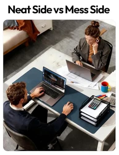 YSAGi Dark Blue Leather Desk Pad Protector 117cm x 43cm (47" x 17") | Protects Desk Surface, Doubles as Large Mouse Pad thumbnail 6