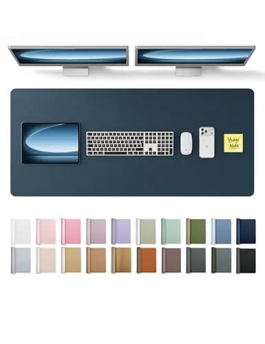 YSAGi Dark Blue Leather Desk Pad Protector 117cm x 43cm (47" x 17") | Protects Desk Surface, Doubles as Large Mouse Pad thumbnail 1