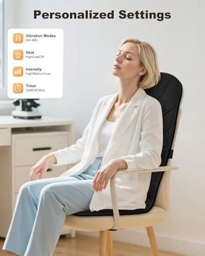 Snailax Vibration Back Massage Seat Cushion with Heat, Office Chair Pad 1.7 kg (3.75 lb) | 10-Motor, 5 Modes, 3 Intensities, 2 Heat Settings thumbnail 4