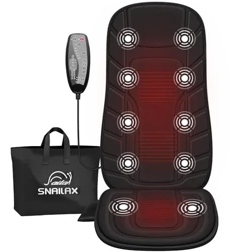 Snailax Vibration Back Massage Seat Cushion with Heat, Office Chair Pad 1.7 kg (3.75 lb) | 10-Motor, 5 Modes, 3 Intensities, 2 Heat Settings thumbnail 1