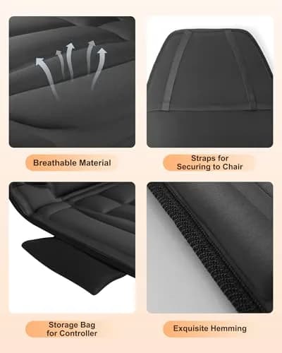 Snailax Vibration Back Massage Seat Cushion with Heat, Office Chair Pad 1.7 kg (3.75 lb) | 10-Motor, 5 Modes, 3 Intensities, 2 Heat Settings thumbnail 7