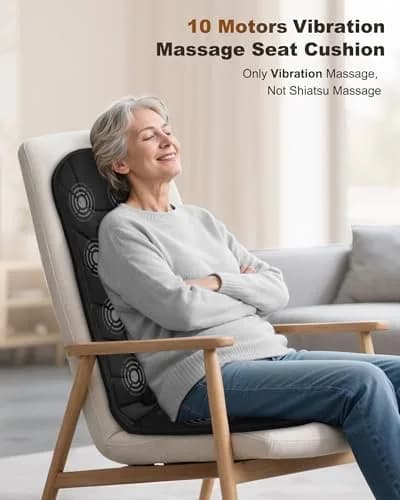 Snailax Vibration Back Massage Seat Cushion with Heat, Office Chair Pad 1.7 kg (3.75 lb) | 10-Motor, 5 Modes, 3 Intensities, 2 Heat Settings thumbnail 2