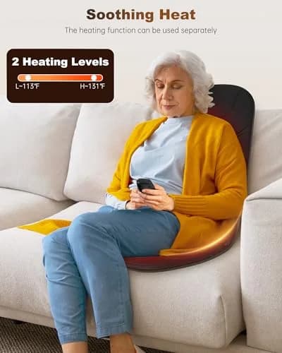 Snailax Vibration Back Massage Seat Cushion with Heat, Office Chair Pad 1.7 kg (3.75 lb) | 10-Motor, 5 Modes, 3 Intensities, 2 Heat Settings thumbnail 3