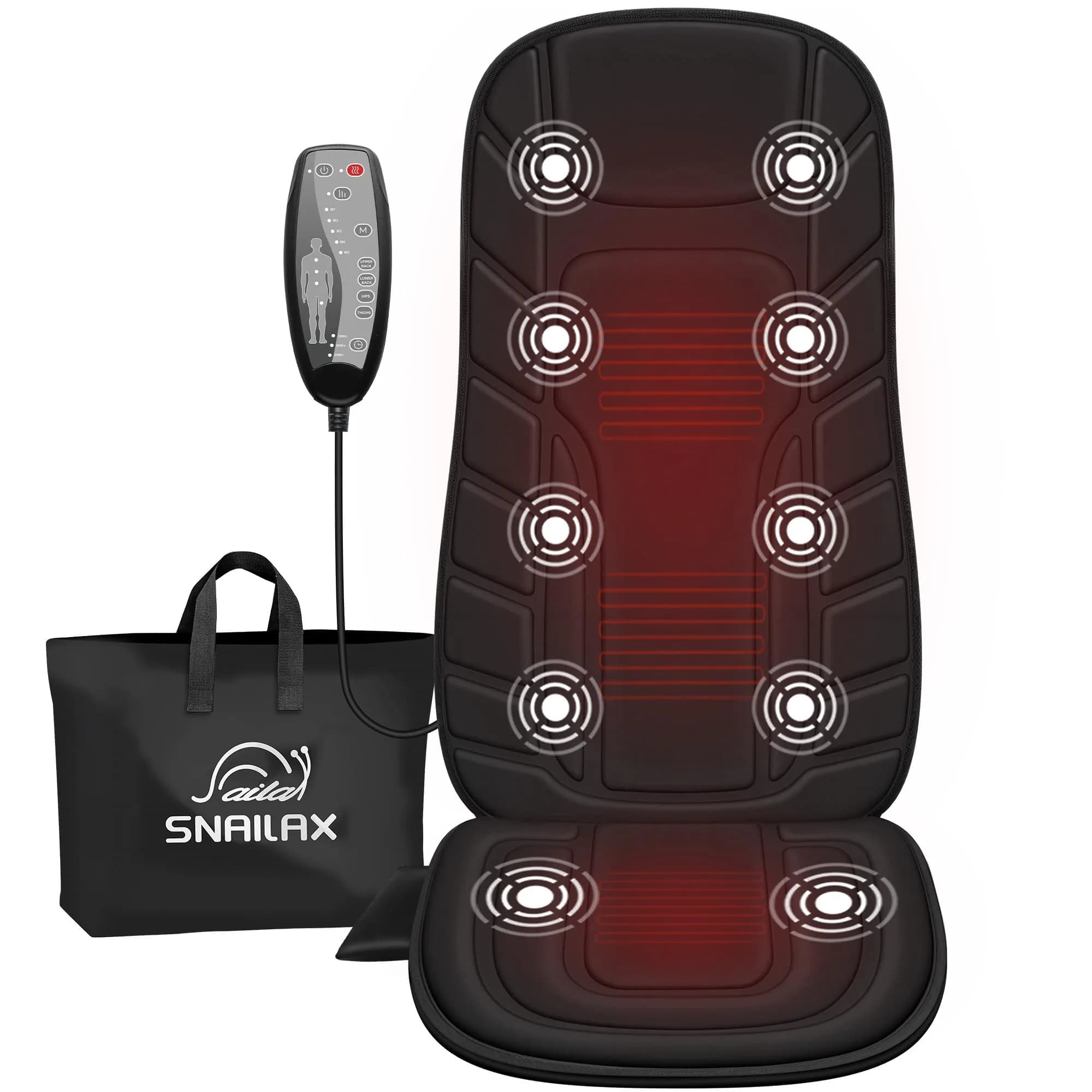 Snailax Vibration Back Massage Seat Cushion with Heat, Office Chair Pad 1.7 kg (3.75 lb) | 10-Motor, 5 Modes, 3 Intensities, 2 Heat Settings - main product image