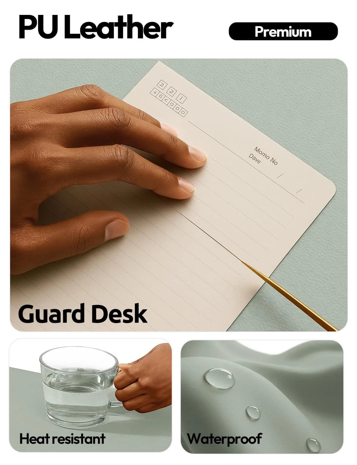 YSAGi Grayish Green Desk Pad Protector Large Mouse Pad (47" x 17") | Protects Desk Surface thumbnail 2