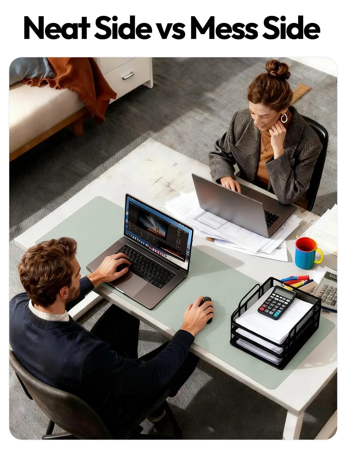 YSAGi Grayish Green Desk Pad Protector Large Mouse Pad (47" x 17") | Protects Desk Surface thumbnail 5
