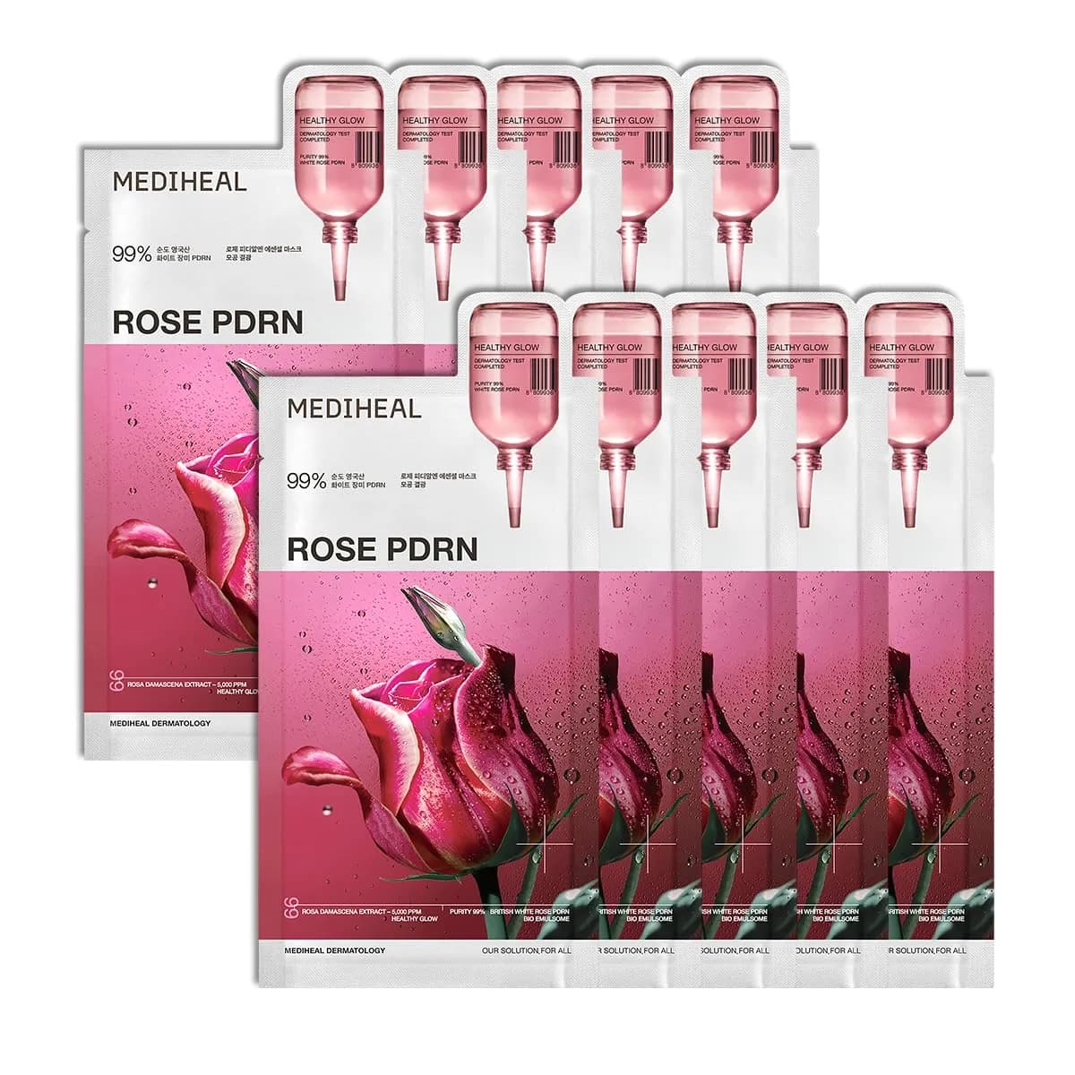 MEDIHEAL Rose PDRN Essential Face Sheet Mask 10ea | Korean Skincare for Healthy Glow — PDRN