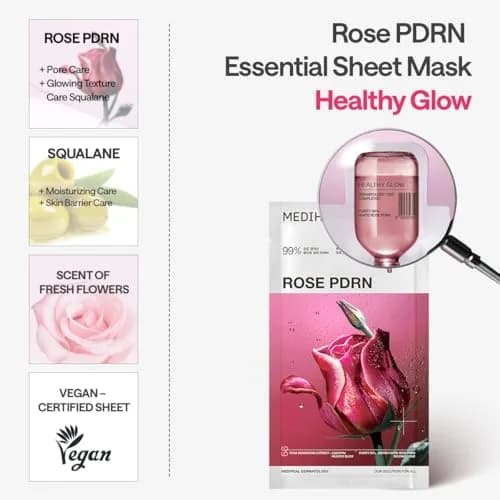 MEDIHEAL Rose PDRN Essential Face Sheet Mask 10ea | Korean Skincare for Healthy Glow thumbnail 4