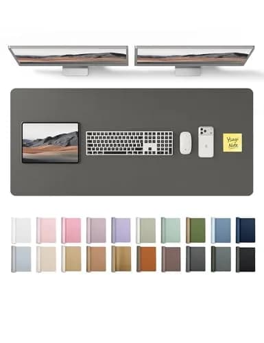 YSAGi Leather Desk Pad Protector Dark Grey 120cm (47") x 43cm (17") | Large Non-Slip Mouse Mat for Office & Home thumbnail 1