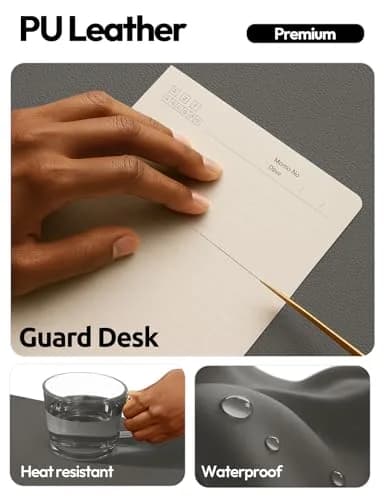YSAGi Leather Desk Pad Protector Dark Grey 120cm (47") x 43cm (17") | Large Non-Slip Mouse Mat for Office & Home thumbnail 3
