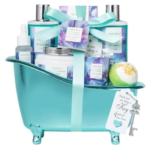 Saint Roy Eucalyptus & Mint Spa Gift Basket for Women - 9-Piece Set | 210ml (7.1 Fl Oz) Body Wash & Bubble Bath thumbnail 1