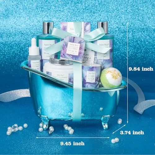 Saint Roy Eucalyptus & Mint Spa Gift Basket for Women - 9-Piece Set | 210ml (7.1 Fl Oz) Body Wash & Bubble Bath thumbnail 7