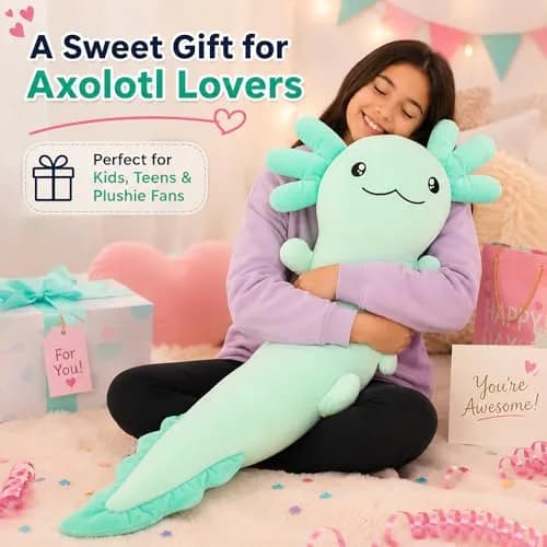 Tezituor Axolotl Plush Body Pillow 48 inch | Glow-in-Dark, Allergy-Free, Cute for Kids & Teens thumbnail 3