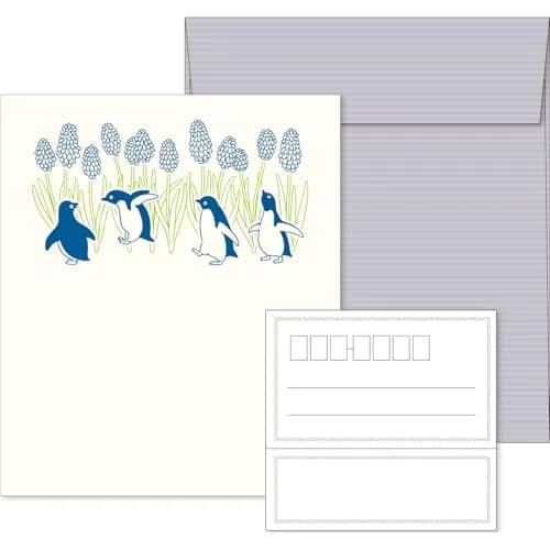 エルコミューン LTS-106 Petit ET Grand Penguin Letter Set | Unique Typography Texture, 6 Sheets, Envelopes, Labels thumbnail 1