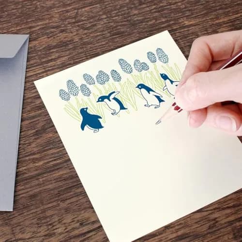 エルコミューン LTS-106 Petit ET Grand Penguin Letter Set | Unique Typography Texture, 6 Sheets, Envelopes, Labels thumbnail 4