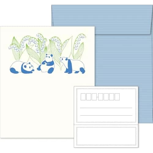 エルコミューン LTS-108 Petit ET Grand Panda Letter Set | Unique Typography Texture, Striped Envelopes thumbnail 1