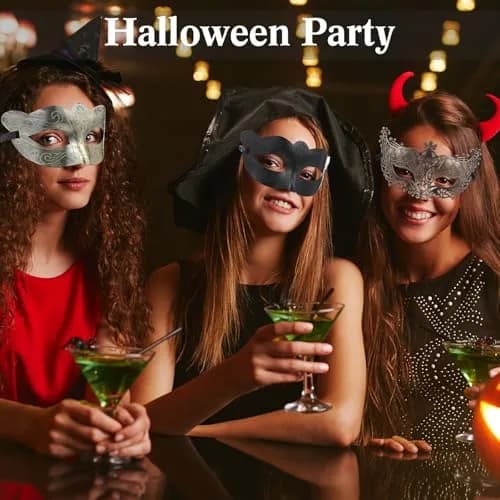 Chivao 60 Pcs Halloween Masquerade Masks Bulk | Elegant Venetian Masks for Parties thumbnail 6