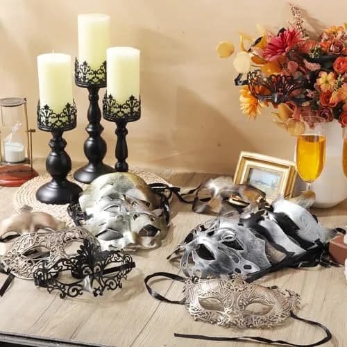 Chivao 60 Pcs Halloween Masquerade Masks Bulk | Elegant Venetian Masks for Parties thumbnail 7