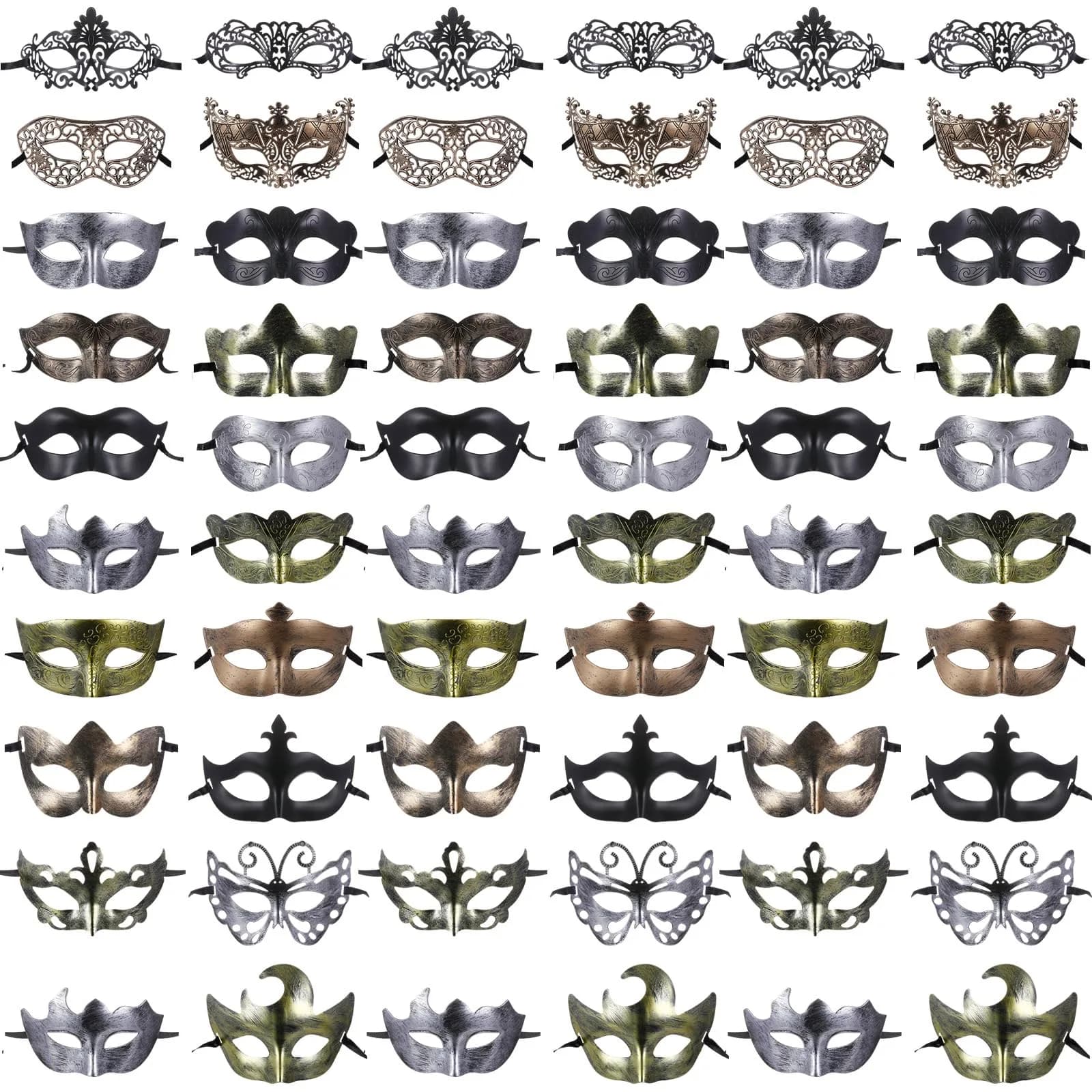 Chivao 60 Pcs Halloween Masquerade Masks Bulk | Elegant Venetian Masks for Parties — Elegant