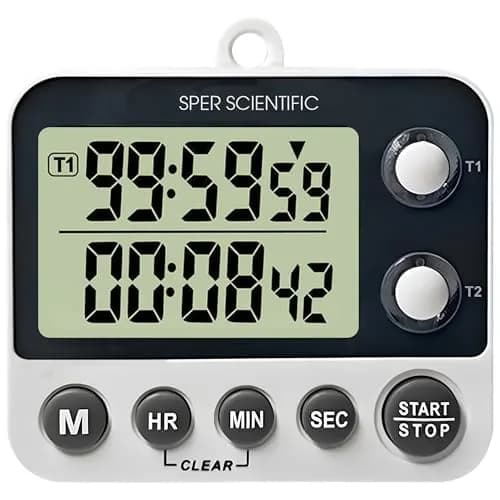 Sper Scientific 2 Channel Digital Lab Kitchen Timer 8.89cm (3.5in) | Dual Countdown Timer with Large Display & Loud Alarm thumbnail 1