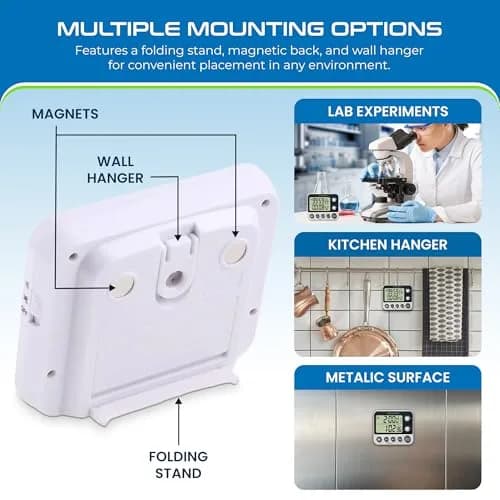 Sper Scientific 2 Channel Digital Lab Kitchen Timer 8.89cm (3.5in) | Dual Countdown Timer with Large Display & Loud Alarm thumbnail 5
