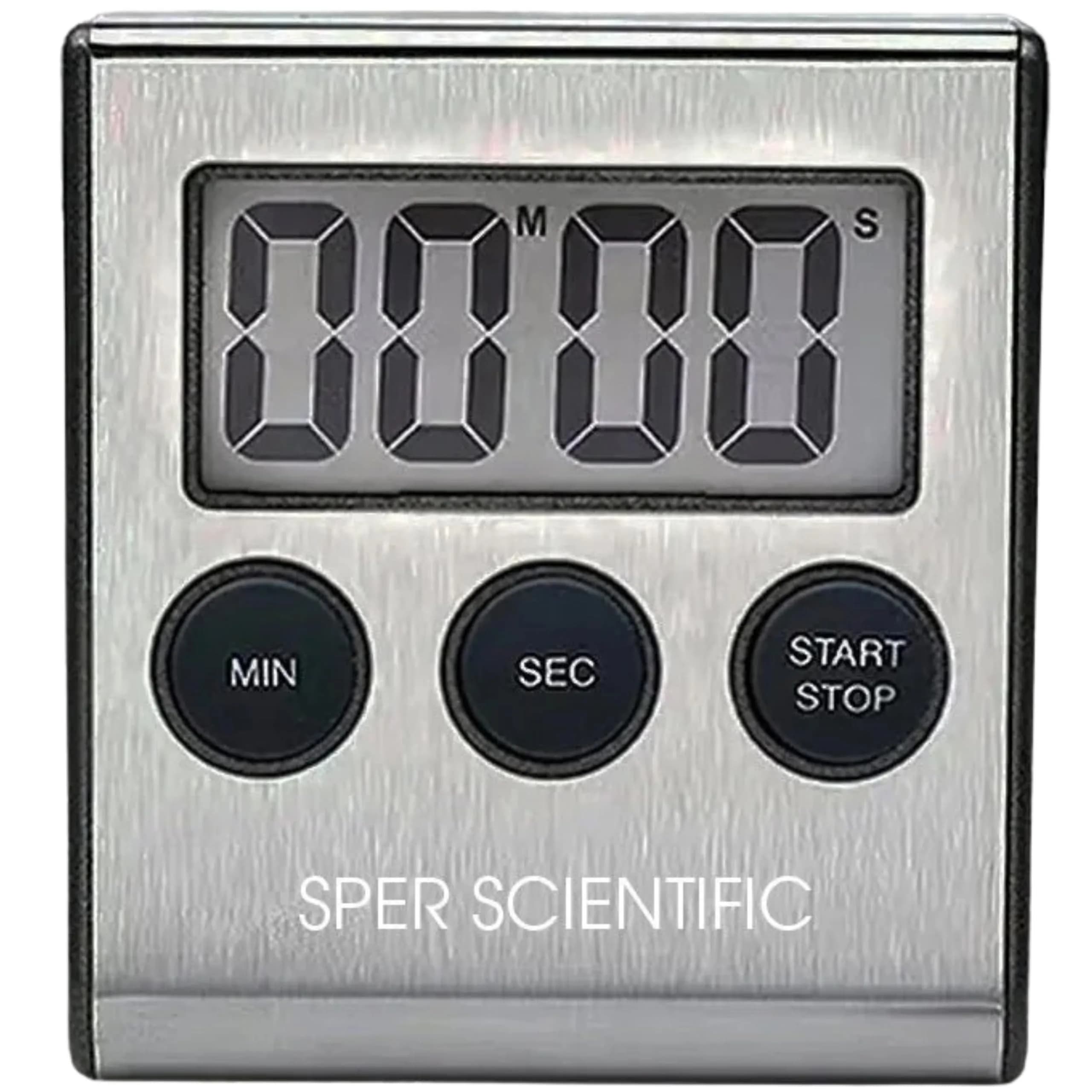 Sper Scientific Stainless Steel Digital Lab Timer 810028A – Compact with Large Display & Loud Alarm (1 Pack) — 810028A