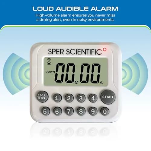 Sper Scientific Digital Count Up/Down Timer 810003 with Large Display & Loud Alarm | 99-Minute Countdown Timer for Labs, Cooking, Workouts, Classroom thumbnail 4