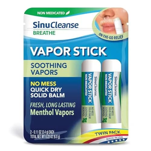 SinuCleanse Vapor Stick 0.11 Oz Solid Balm | Portable Nasal Relief, Non-Medicated, Made in USA thumbnail 1