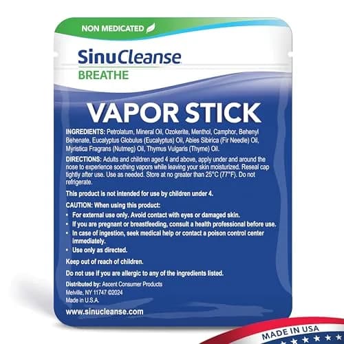 SinuCleanse Vapor Stick 0.11 Oz Solid Balm | Portable Nasal Relief, Non-Medicated, Made in USA thumbnail 7