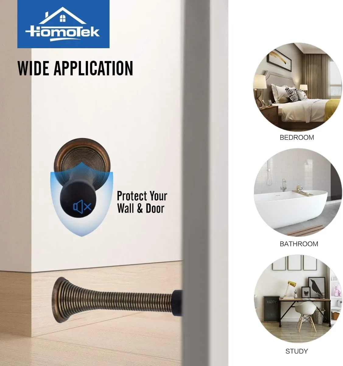 HOMOTEK Spring Door Stopper 50 Pack Antique Brass | Protects Walls and Doors - view 5