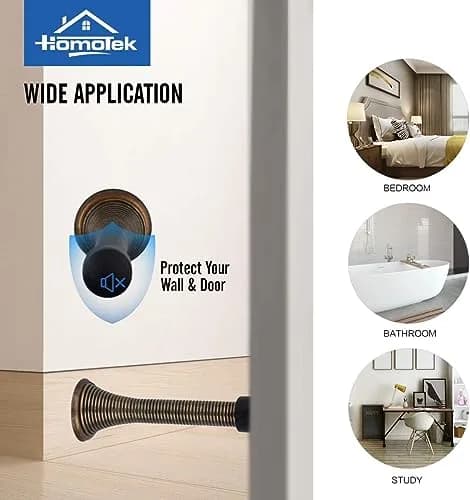 HOMOTEK Spring Door Stopper 50 Pack Antique Brass | Protects Walls and Doors thumbnail 5